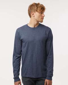 M&O 4501 - Fine Jersey Long Sleeve T-Shirt Heather Navy